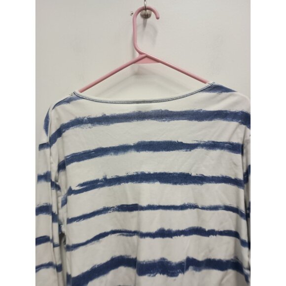 Jess And Jane Womens Top XL Blue White Striped Anchor Embellished Nautical - Picture 7 of 7
